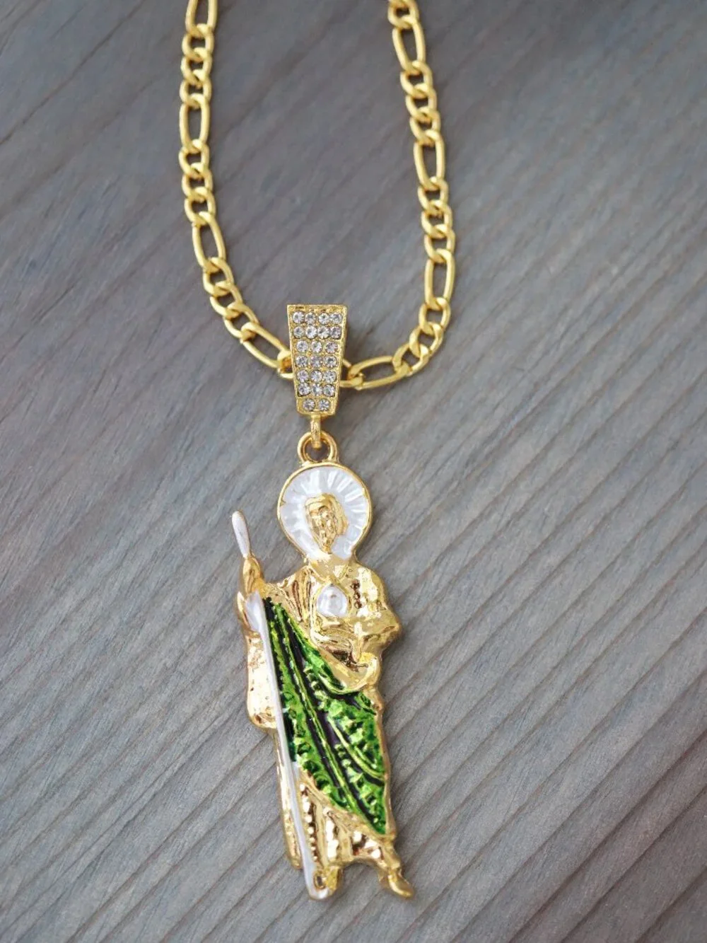 St. Jude Jesus Pendant Necklace 18k Gold Plated